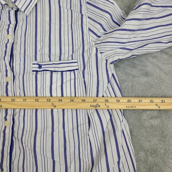 Victoria's Secret Striped Long Sleeve Pajama Top Button Front Women's Size Med - Picture 6 of 8